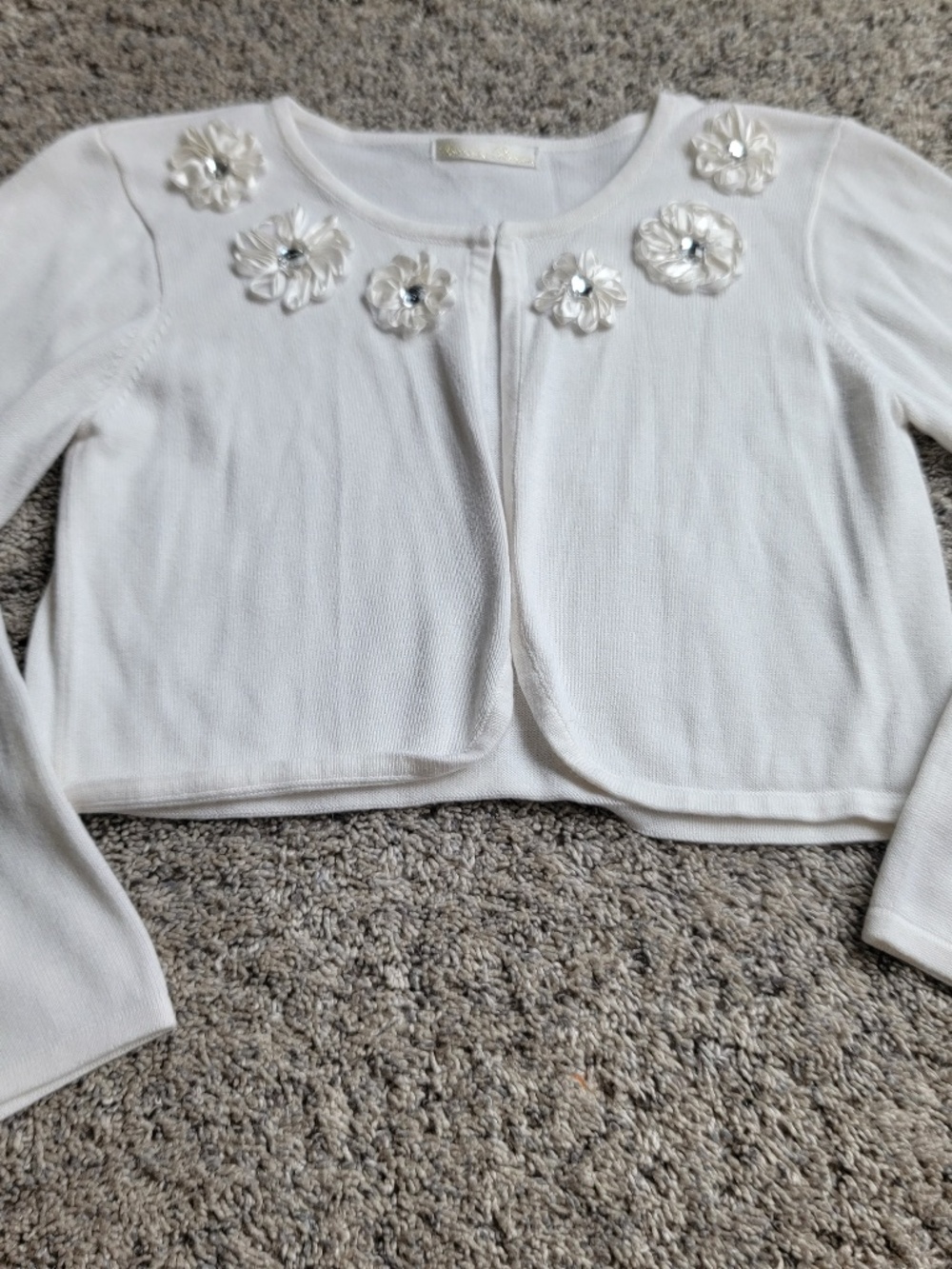 American Princess girls white ivory cardigan size Large